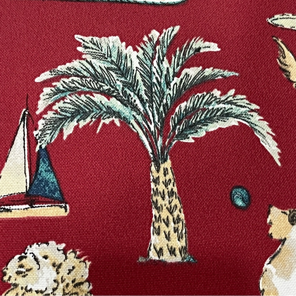 Hampton Bay Red Dogs & Beach Themed Throw Pillow 17x17” Spot Clean AllOver Print - Picture 3 of 9